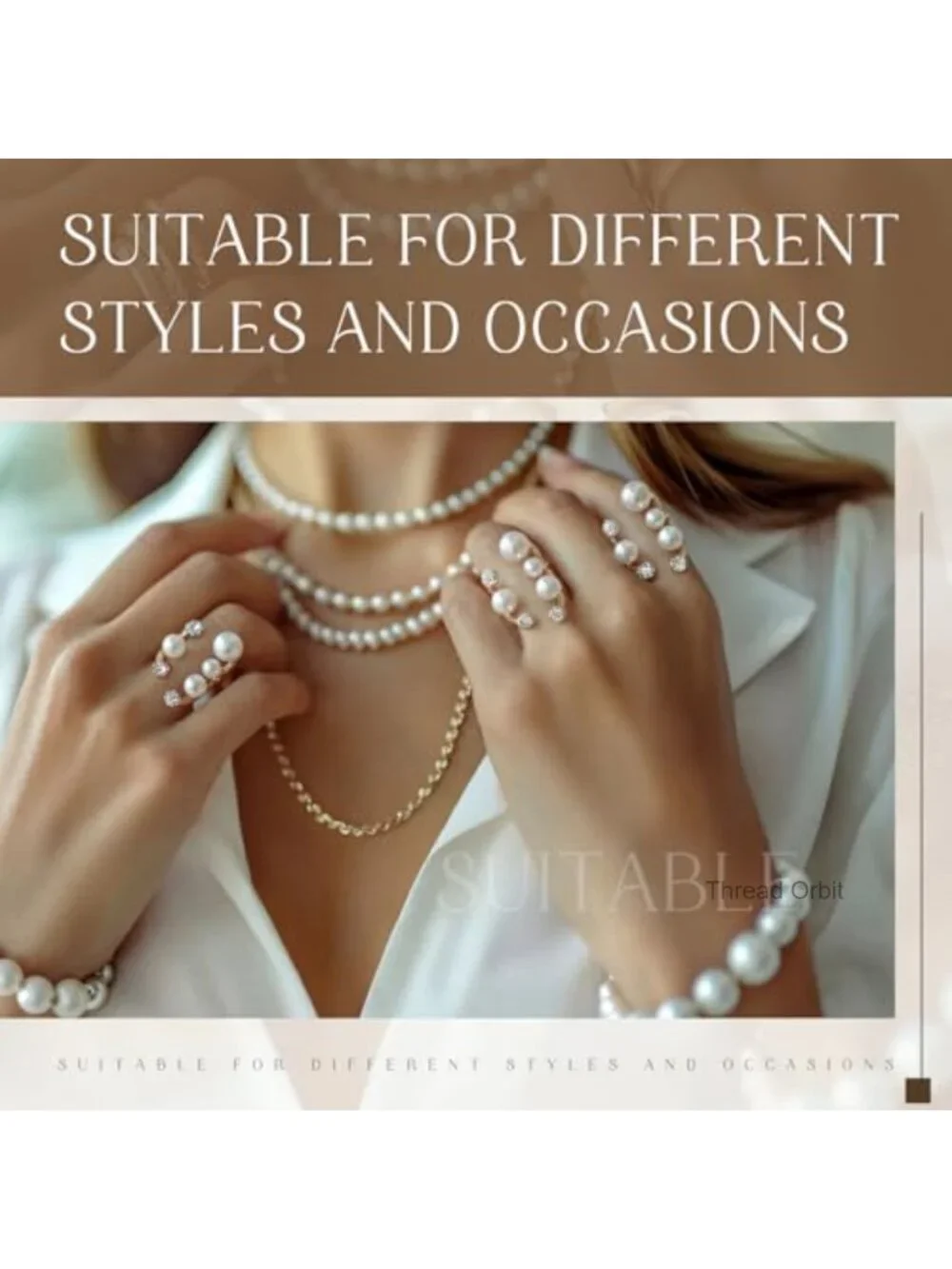 2 Pack Stackable Adjustable Open Promise Pearl Rings for Women